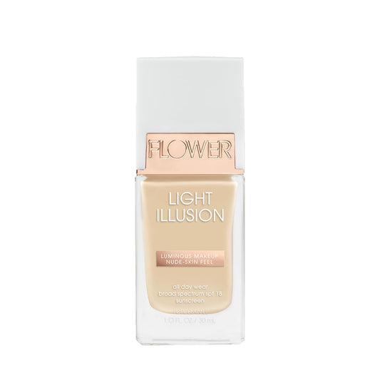 FLOWER BEAUTY By Drew Barrymore Light Illusion SPF Foundation - Blendable + Buildable - Natural Finish - Lightweight Formula (Porcelain)