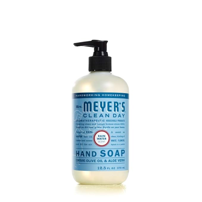 MRS. MEYER'S CLEAN DAY Hand Soap, Made with Essential Oils, Rain Water, 12.5 fl. oz - Pack of 6