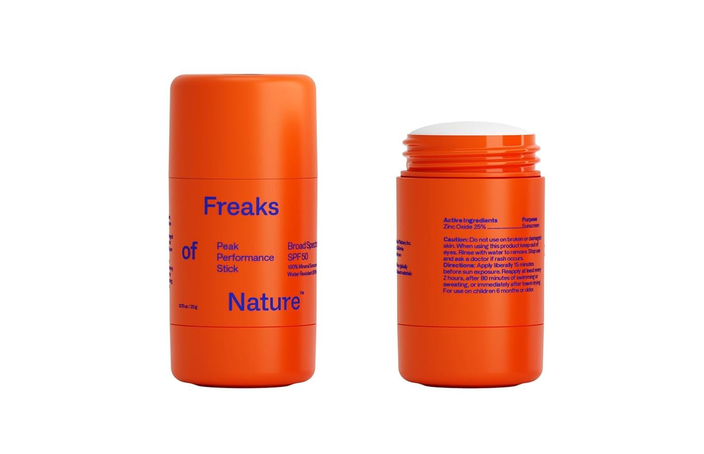 Peak Performance Sun Stick SPF 50 | 100% Mineral Sunscreen | Lightweight, 40-Min Water-Resistant | Plant-Based, Eco-Friendly, Reef-Safe, Cruelty-Free | All Skin Types | 0.70 oz | Pack of 2