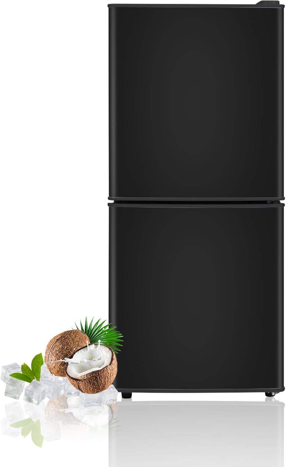 Small Refrigerator with Freezer for RV 4.2 Cu. Ft. Mini Fridge with Bottom Freezer, 7-Level Temperature Control Dorm Fridge for Kitchen, Office, Apartment, Black