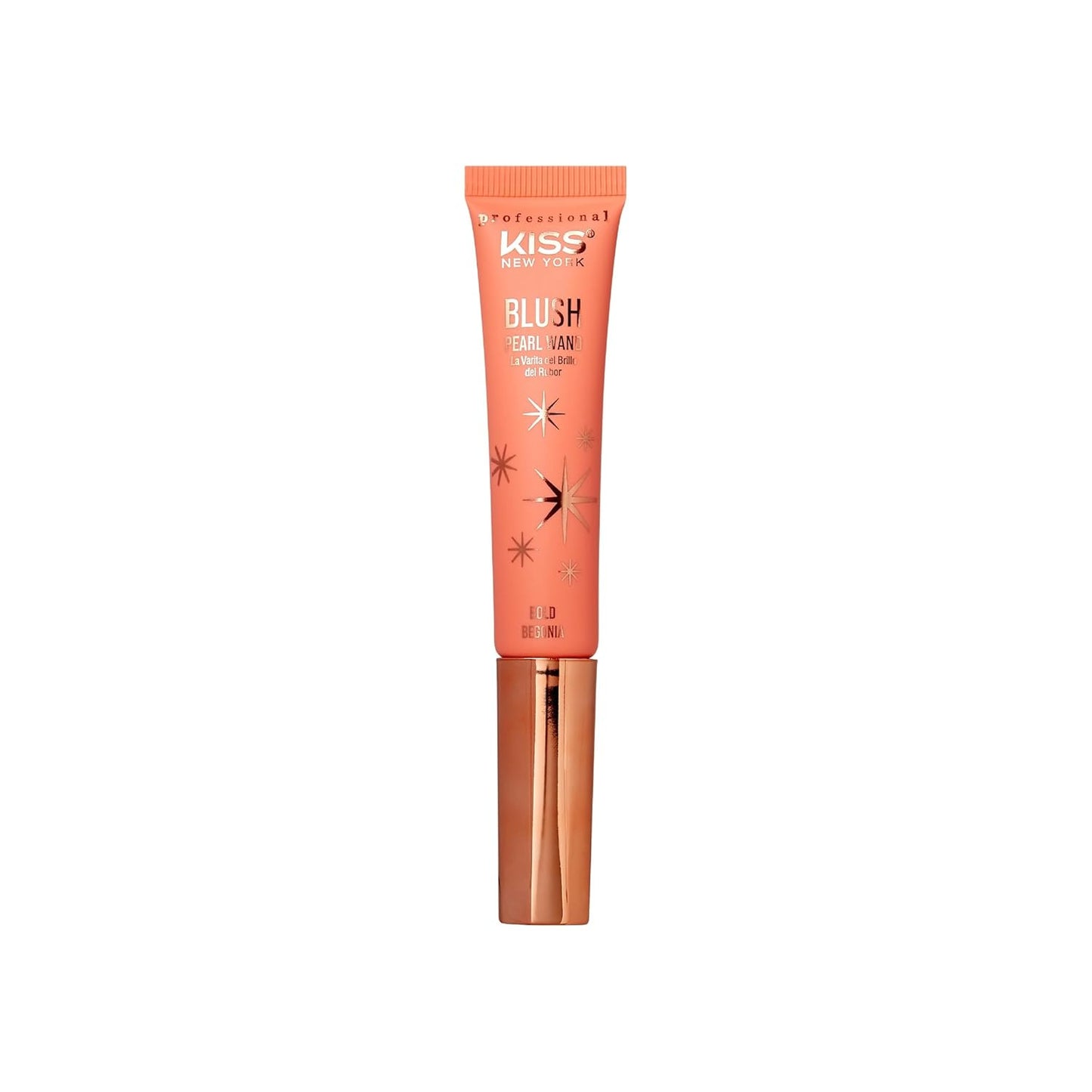 Kiss New York Professional Pearl Liquid Blush Beauty Wand, High Pigment Glow for Cheek, Eye & Lip, Non-Greasy Hydration Lightweight with Sponge-Tip Applicator (Bold Begonia)