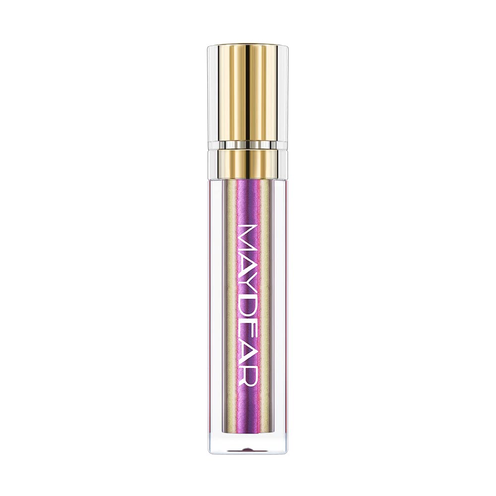 Maydear Chameleon Lipstick - High Pigmented Purple Lip Gloss, Full-Coverage Multichrome Lipstick, Long Lasting Rainbow Lip Makeup, Golden Plum (09)
