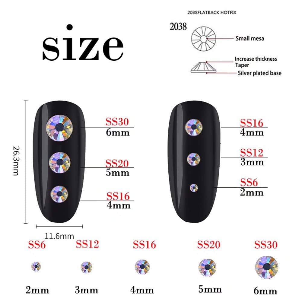 500 Pieces SS30 6mm Flatback Rhinestones Clear Glass Round Gems Crystals for Nail Art DIY Crafts Clothes Shoes Bags （Crystal Blue）