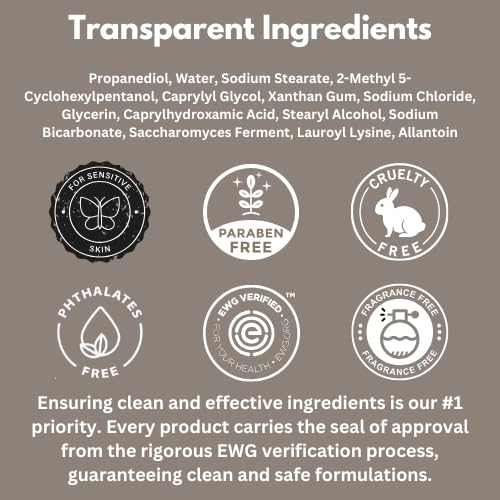 HygieneLab Fragrance-Free & Unscented Deodorant for Men – EWG Verified, Aluminum-Free, Non-Toxic Odor Protection for Sensitive Skin, Unscented