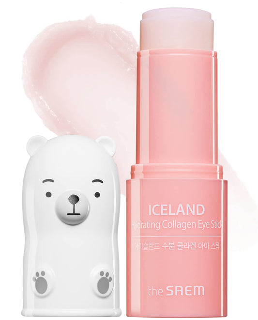 THESAEM Iceland Hydrating Collagen Eye Stick 0.24oz - Anti-wrinkle Moisturizing Eye Balm for Saggy Skin – Under Eye Treatment - Balm to Smooth Skin Texture - Rose Scent