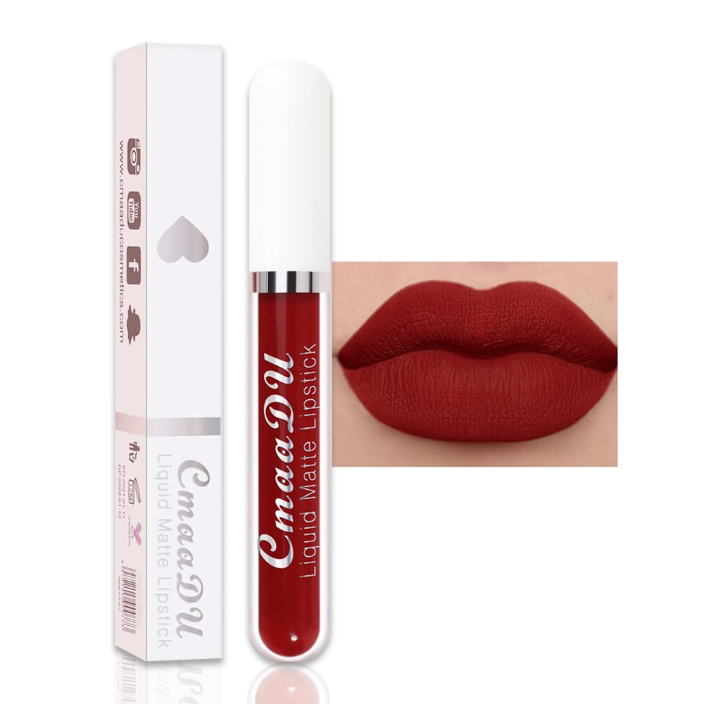 evpct 1Pcs Brick Red Liquid Matte Lipstick Lipgloss Set for Women, labiales mate 24 horas originales matte larga duracion 24 Hour Lipstick Lip Stains Long Lasting Waterproof 24, 15#