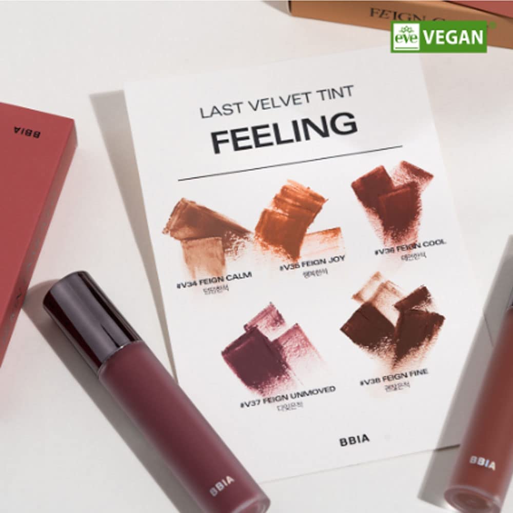 BBIA Last Velvet Tint - Soft & Creamy Matte Finish Lip Stain, Blur Effect with Velvety Texture, Long-Lasting, High Pigment, Lightweight, Non-Drying, Vegan, Korean Lip Makeup (V34 FEIGN CALM)