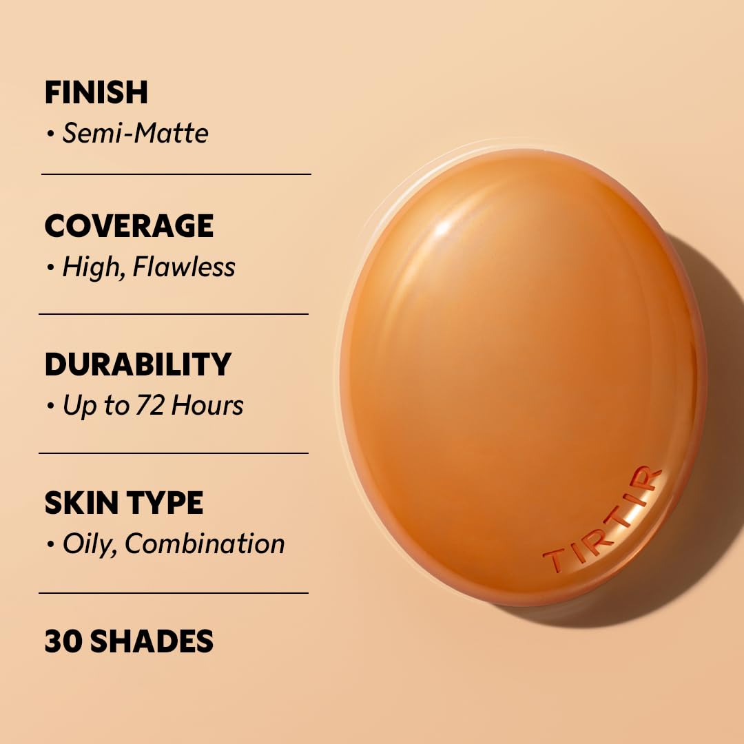 TIRTIR Mask Fit Ai Filter Cushion Foundation | AI-Like Semi-Matte Finish - Up to 72-Hour Medium to Full Coverage Korean BB Cushion Make up Beauty, #13N Fair Ivory, 0.63 Fl Oz