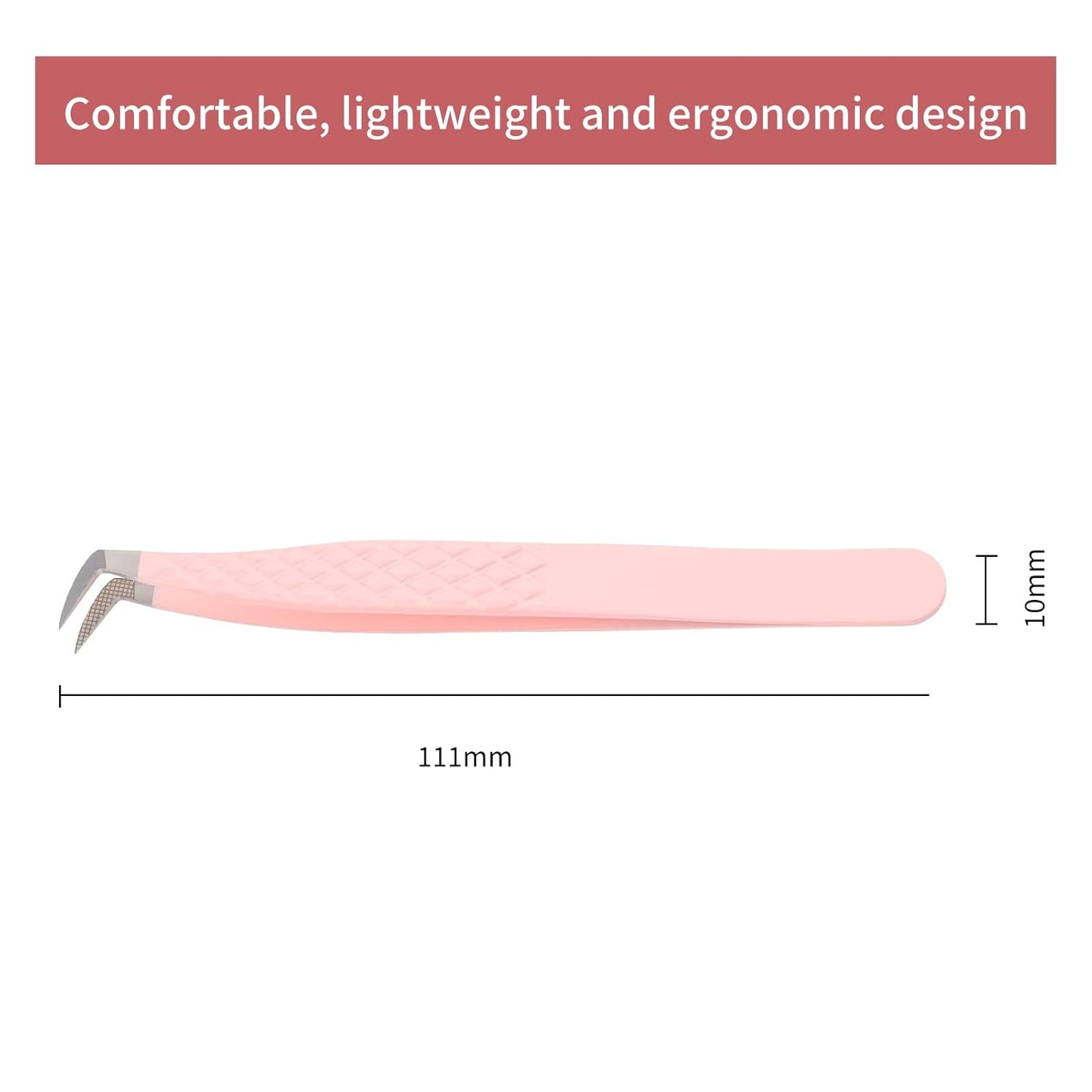 Lash Tweezers for Eyelash Extensions - Professional Artist Tech Work Kit Tools With Fiber Tip for Light or Mega Volume Fans - Curved Tweezers