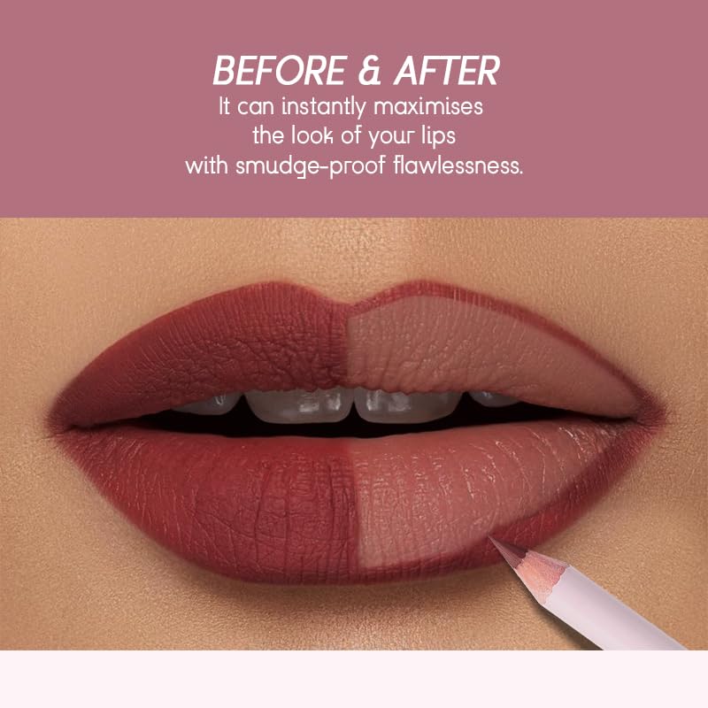 USHAS Lipstick and Lip Liner Combo Set 2 in 1 Waterproof Lipstick and 24H Lip liner Set Long Lasting Lipsticks for Women, Matte Lipstick Pen with Lip Liner Makeup Kits Set (S14, Pack of 1)