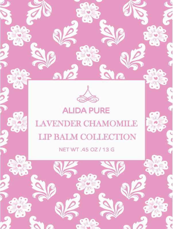 Lavender Chamomile Lip Balm Collection, Vegan Set, Beeswax Free, with Organic Jojoba and Avocado Oil, Vitamin E, Natural Moisturizer for Dry, Chapped Lips, 3 Tube Set