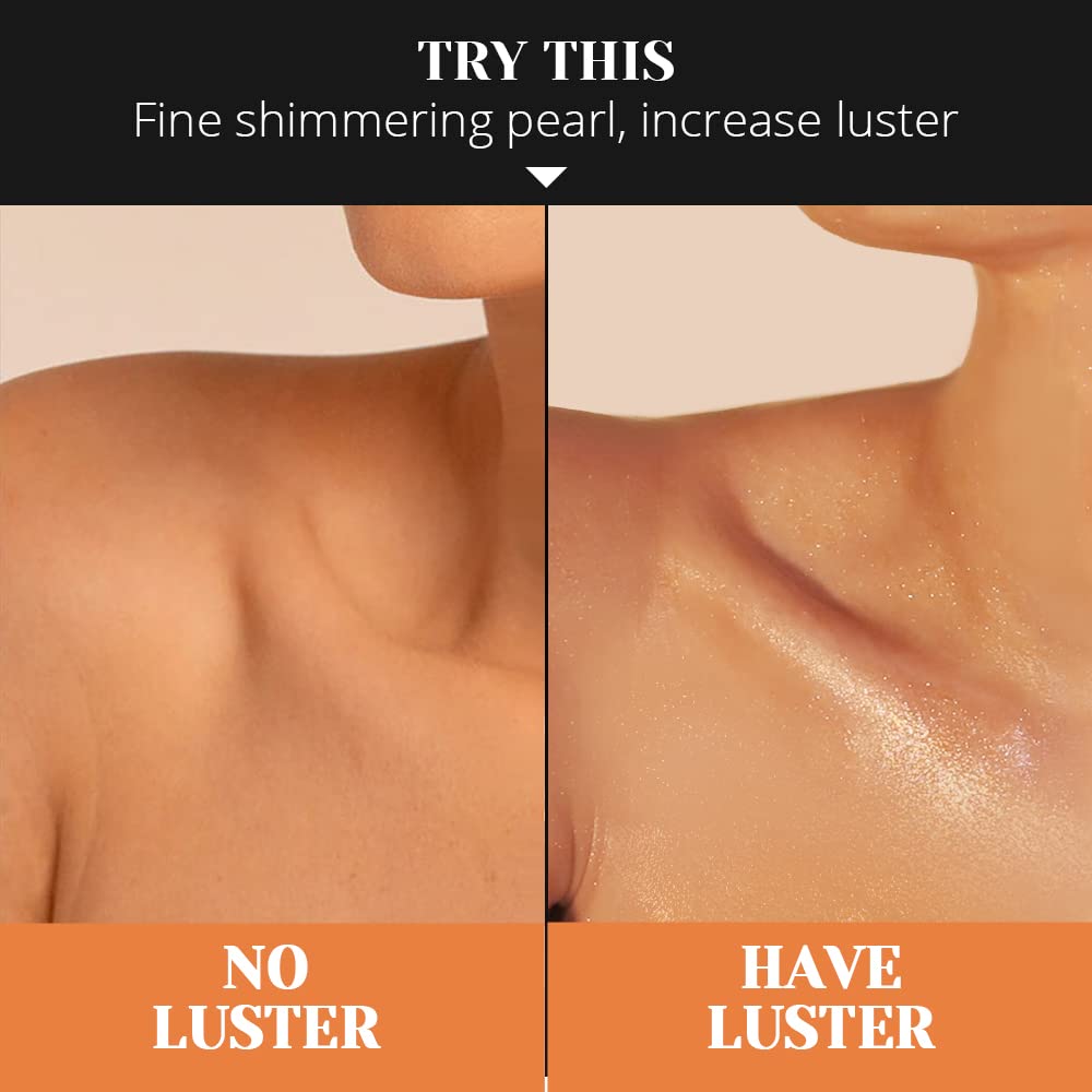 Liyalan Shimmer Body Oil Golden Brown 5 Color Bronze Face Glow Pearl Highlighter Illuminator Body Makeup Shine Glitter Gold Liquid Taning(3.38 Fl Oz/#04)