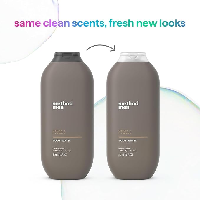 Method Men Body Wash,Cedar + Cypress,Paraben and Phthalate Free,18 FL Oz,(Pack of 6)