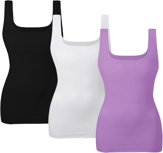 EUYZOU Women's Tummy Control Shapewear Tank Tops Seamless Square Neck Compression Tops Slimming Body Shaper Camisole