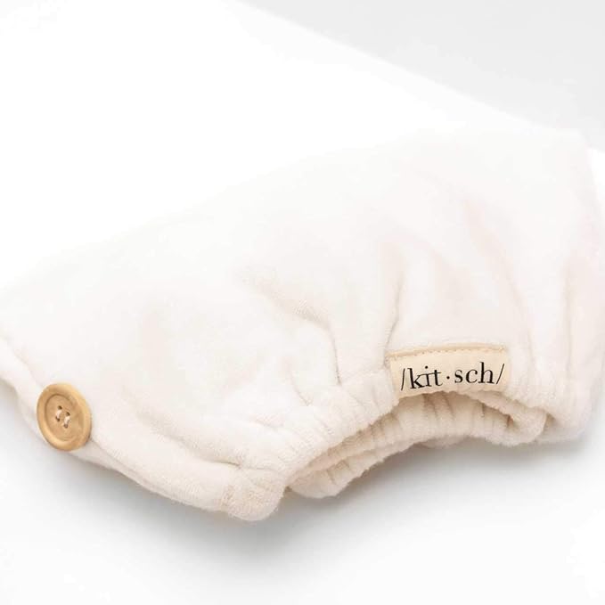 Kitsch Microfiber Hair Towel Wrap for Women – Ultra Absorbent Microfiber Bath Towels for Wet, Curly, Long or Short Hair – Anti-Frizz Hair Wrap, Great Hair Care Gifts for Women – White Ivory