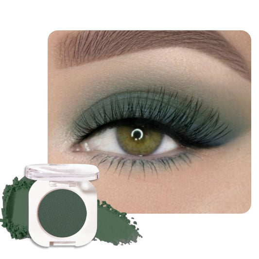Forest Green Matte Eyeshadow Palette for Women, Single Monochrome Eye Shadow Makeup, Shiny Pressed Powder, Blendable Natural sombras para ojos, Holographic,Vegan,Travel -16