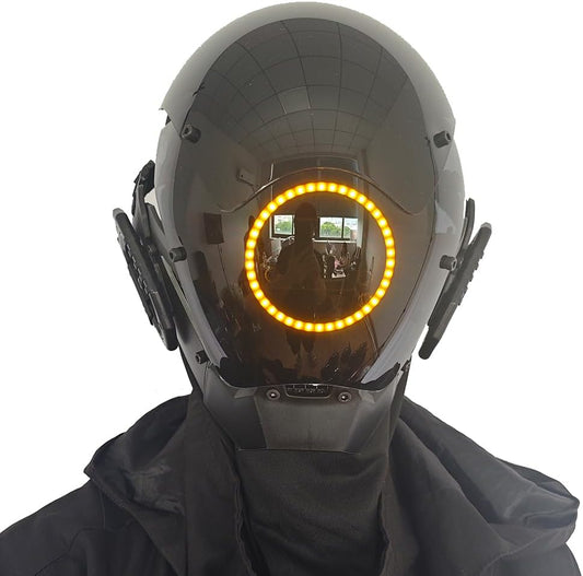 KYEDAY Punk Mask Cosplay for Men, LED Round Light Mask for Women Cosplay Halloween Fit Party Music Festival Accessories