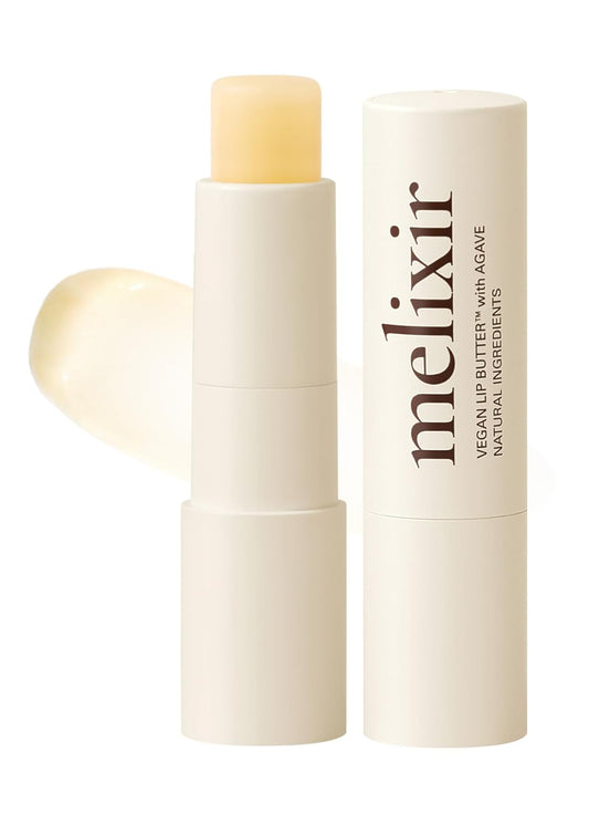 Melixir Vegan Lip Butter (12 Colors), Hydrating Lip Balm Stick, Bee-Free, Petrolatum-Free, Plant-Based, Moisturizes Dry & Chapped Lips With Shea Butter, Sheer, Natural Finish - #01 Agave(Clear)