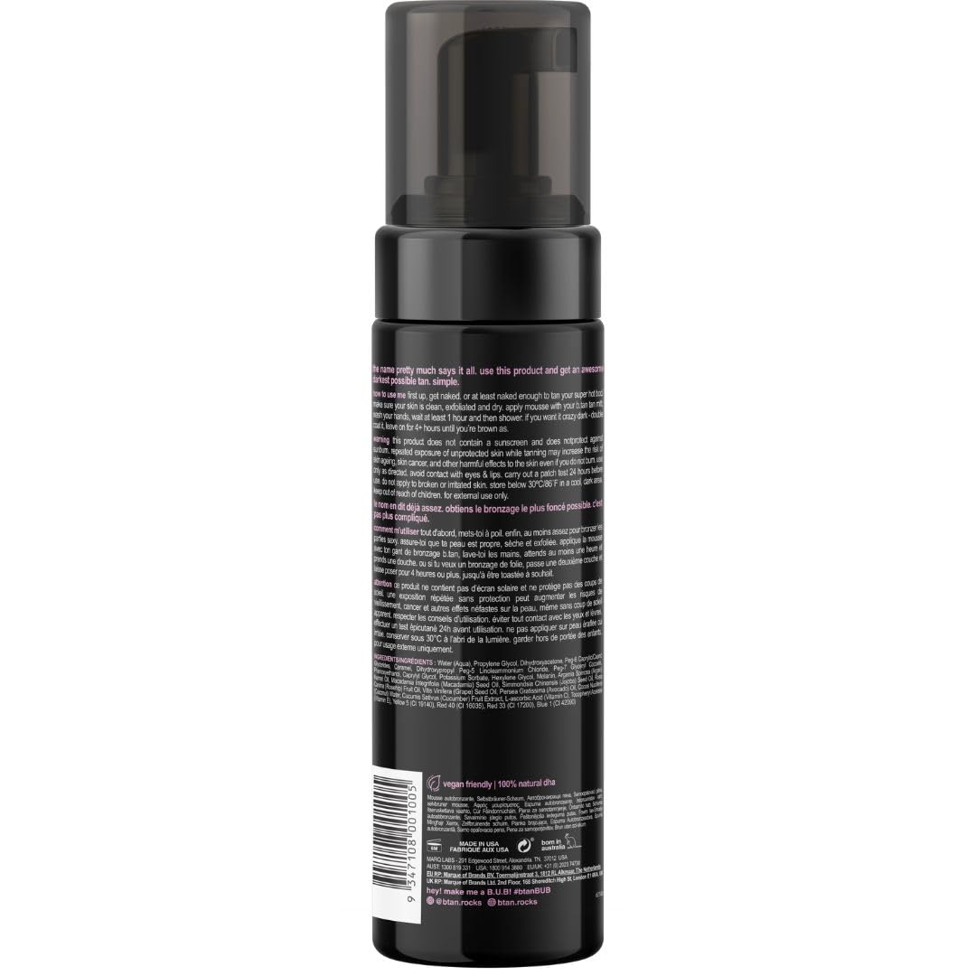 b.tan Dark Self Tanner Kit | Get The Darkest Tan Possible Bundle - Best Dark Self Tanning Mousse w Mitt Applicator, 1 Hour Sunless Tanner, Fast Bronzing Glow, No Fake Tan Smell, Vegan, 6.7 Fl Oz