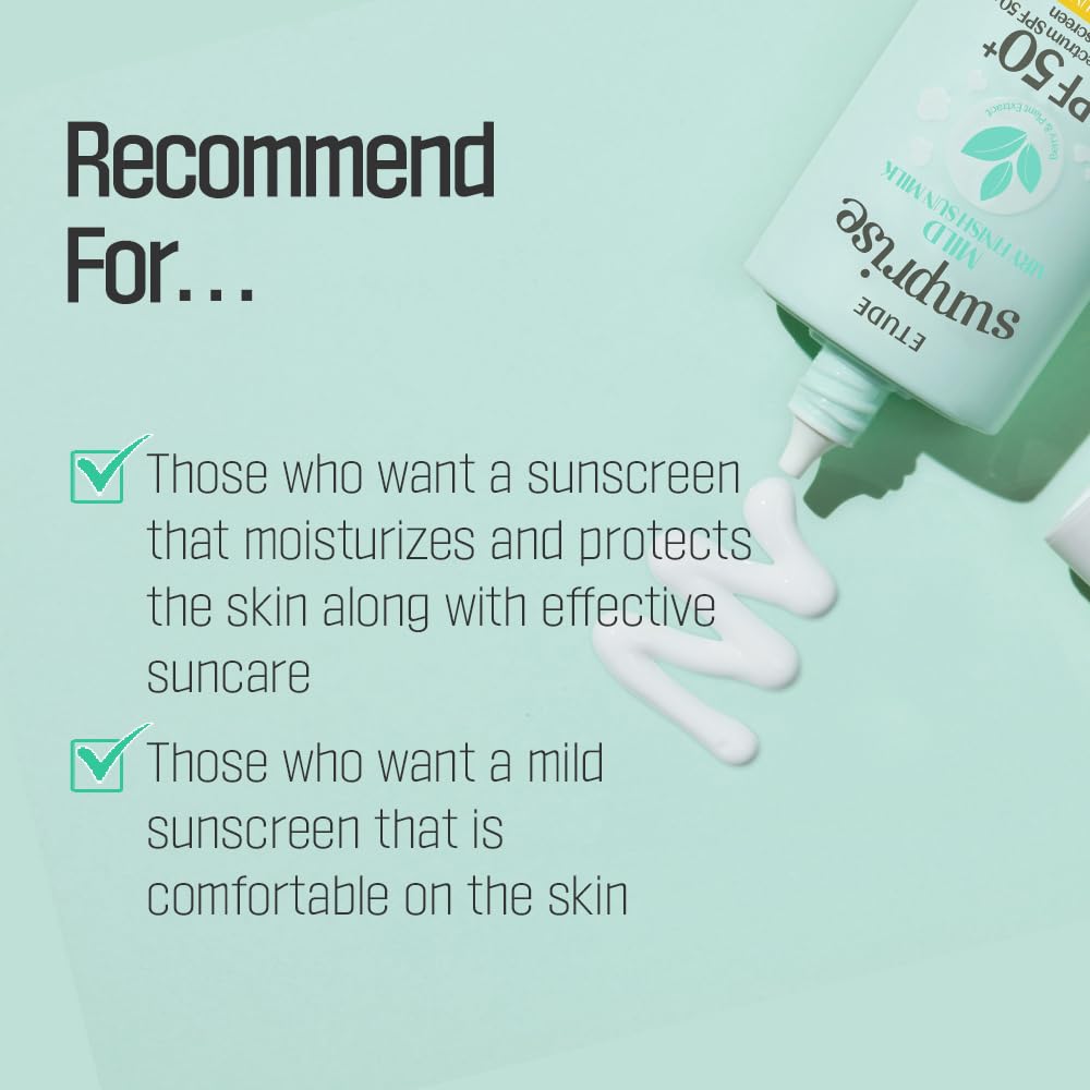ETUDE Sunprise Mild Airy Finish Sun Milk Duo Set (55ml*2) SPF50+ / PA++++ | Sebum-free, Non-Sticky, Long Lasting Protection, 100% Mineral Based Korean Sunscreen, Korean Skin Care, Pefect for Gift