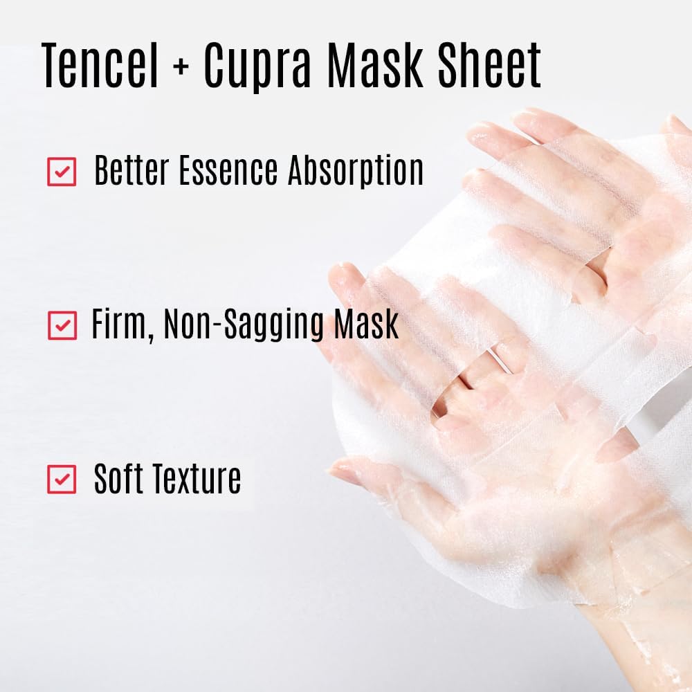Leaders Mediu Amino Moisture Hydrating Facial Sheet Mask | Natural Mineral Water, Hyaluronic Acid, Ceramide | Anti-Aging, Soothes Dry Skin, Enhances Elasticity (10 Sheets)