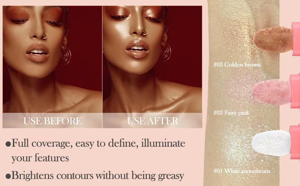 Glitter Powder Highlighter Makeup, Body Brightens the Natural Three-Dimensional Face Blusher Fairy Highlight Patting Powder. (04# Greens)