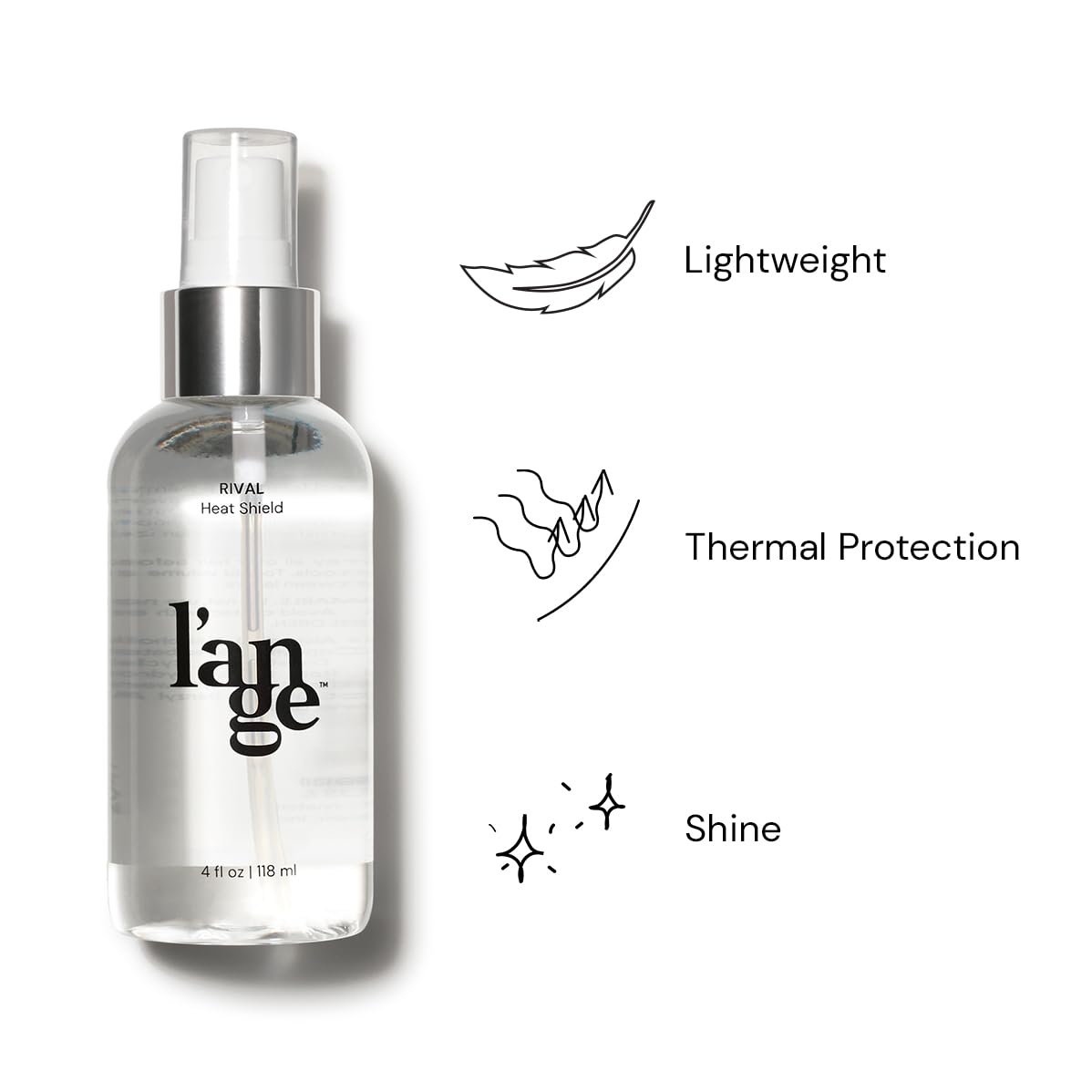 L'ANGE HAIR Rival Heat Shield | Heat Protection Spray for Hair | Prevents Frizz and UV Damage | Lightweight Thermal Protectant Spray | Adds Shine with Nourishing Oils and Keratin | 4 oz Bottle