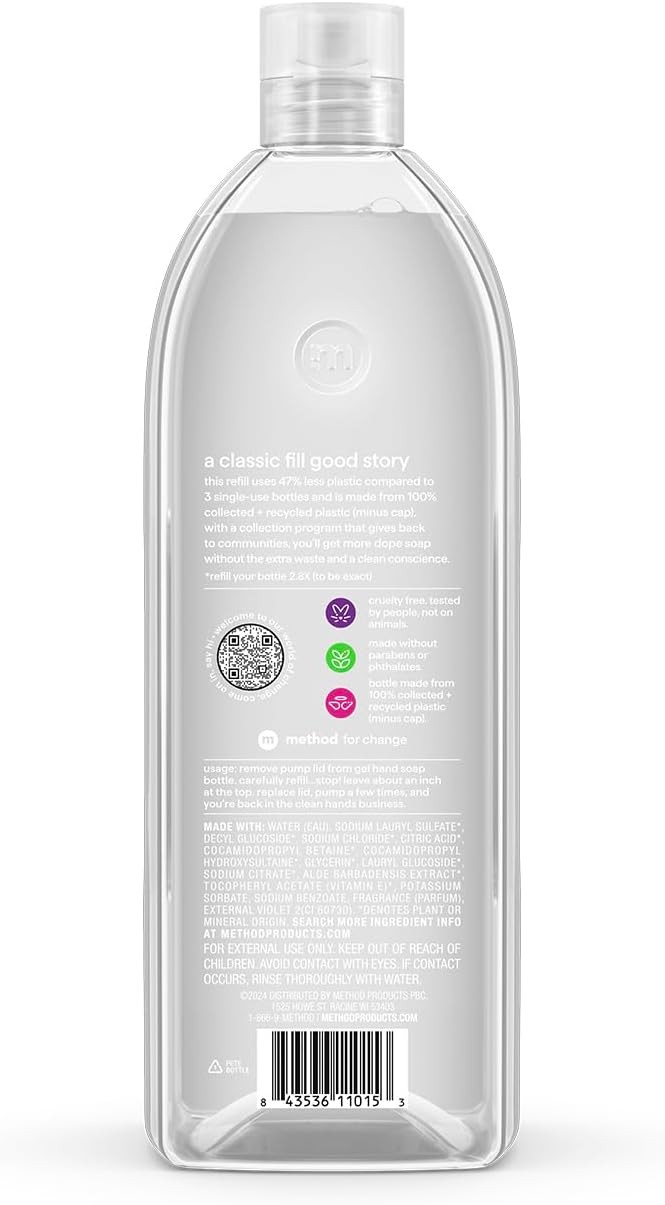 Method Gel Hand Soap, Refill, Sweet Water, 34 oz (Packaging May Vary) (Pack of 2)