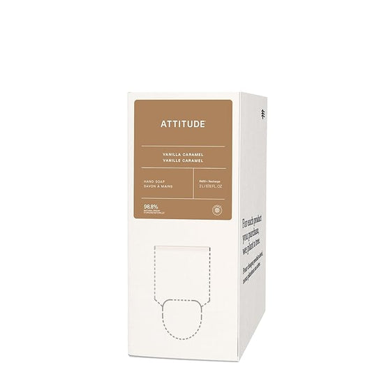 ATTITUDE Liquid Hand Soap Refill, EWG Verified, Plant and Mineral-Based, Vegan Personal Care Products, Vanilla Caramel Scent, 67.6 Fl Oz