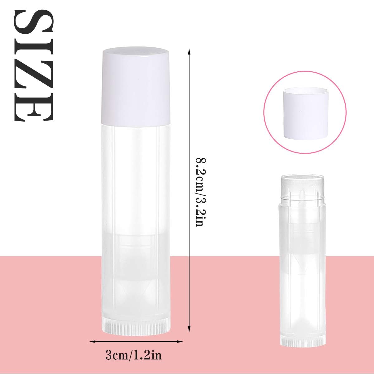100 Sets Empty Lip Balm Tubes Bulk Round with Caps for DIY Lipstick Homemade, 3/16 OZ (5.5 ML), Clear, BPA Free, 100 Tubes and Caps