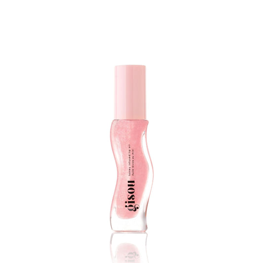 Gisou Honey Infused Hydrating Lip Oil, Nourishing Lip Moisturizer for Dry Lips, High Shine, Smooth Finish, Clear Pink Shimmer Shade, Fresh Watermelon Scent, Watermelon Sugar, 8ml