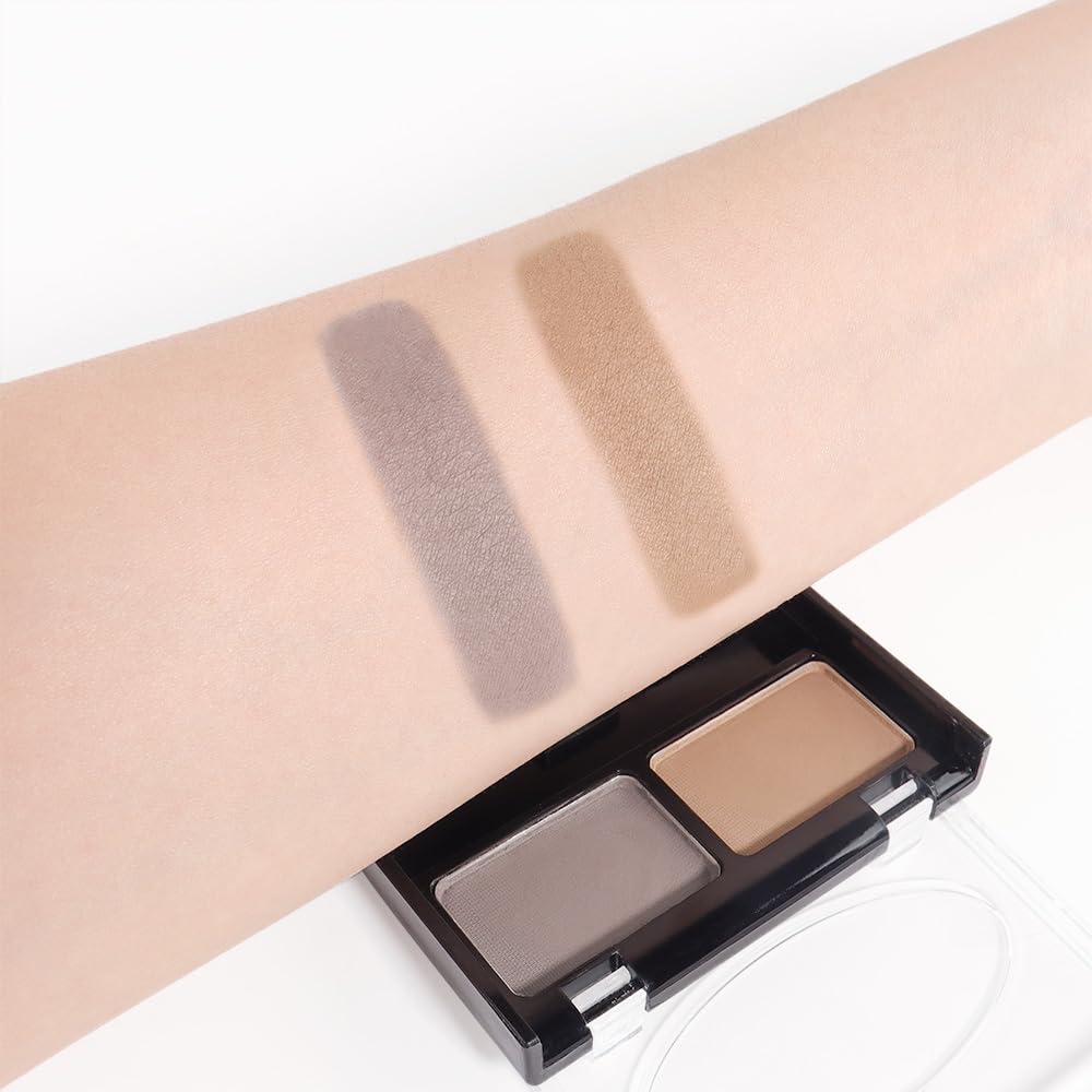 Eyebrow Powder Light Brown Gray Kit,Eye Brow Powder for Women with Double-ended Eyebrow Brush,Long-Lasting Waterproof Two Colors Brow Filler Get Full Defined Natural Brows,Powder Eyebrow Makeup