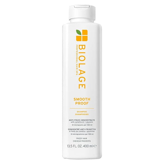 Biolage Smooth Proof Shampoo - Gently Cleanses and Adds Shine, Nourishes, Moisturizes & Tames Frizz, For All Frizzy Hair Types, With Camellia Oil & Glycerin, Vegan & Paraben-Free, 13.5 Fl Oz