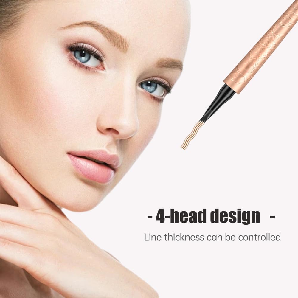 Microblading Eyebrow Pen, 2025 New 3D Waterproof Eyebrow Pencil, Premium Eye Brow Pen with 4 Tip, Long-Lasting Natural Magic Eyebrow Makeup Fine Stroke Contouring Pencil Stay on All Day (Light Brown)