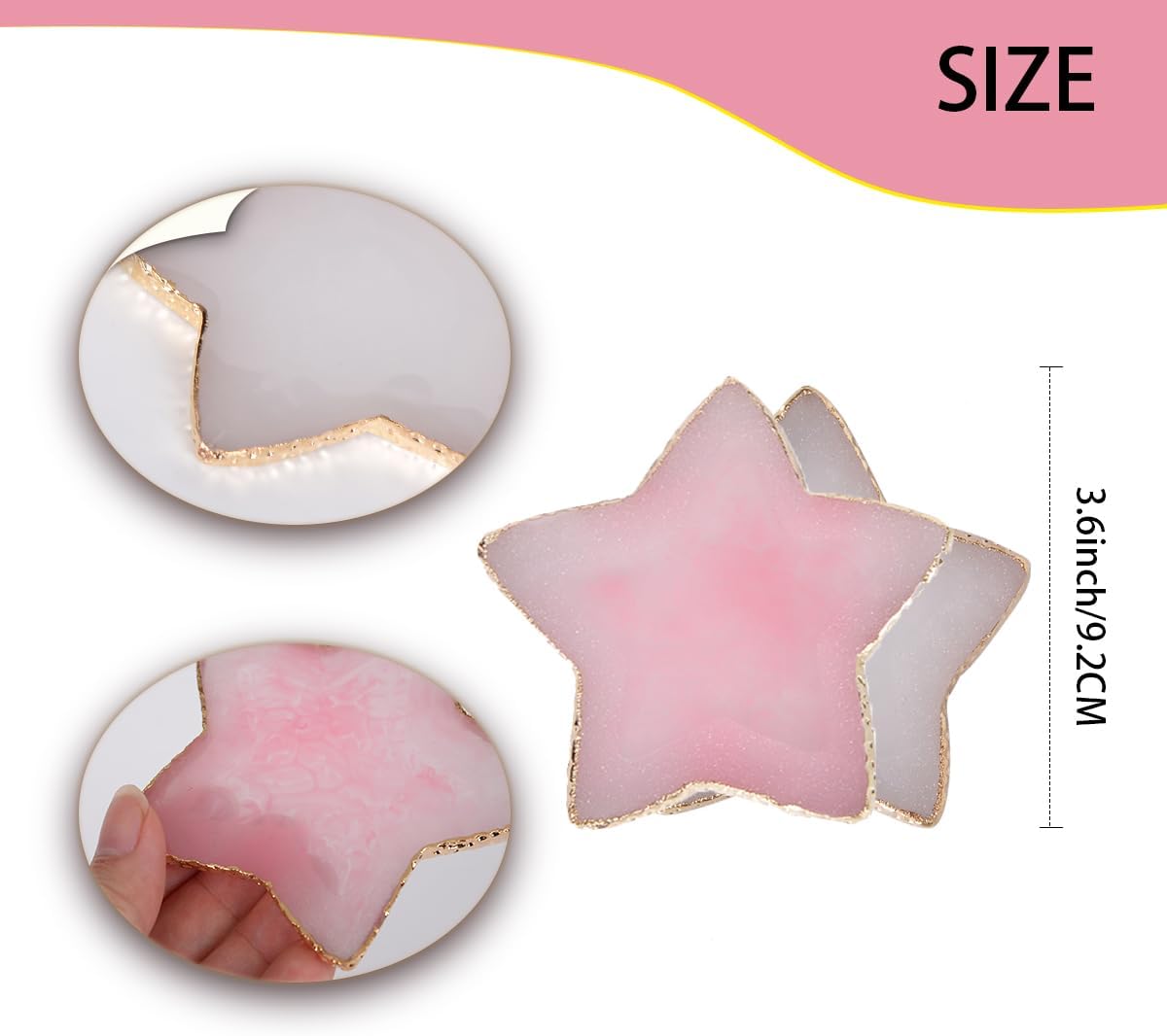 Nail Polish Palette, 2Pcs Resin Nail Art Palette, Nail Painting Mixed Color Palettes, Gold Edge Makeup Mixing Tray, Nail Supplies For Nail Techs, Nail Art Display Board(Star)