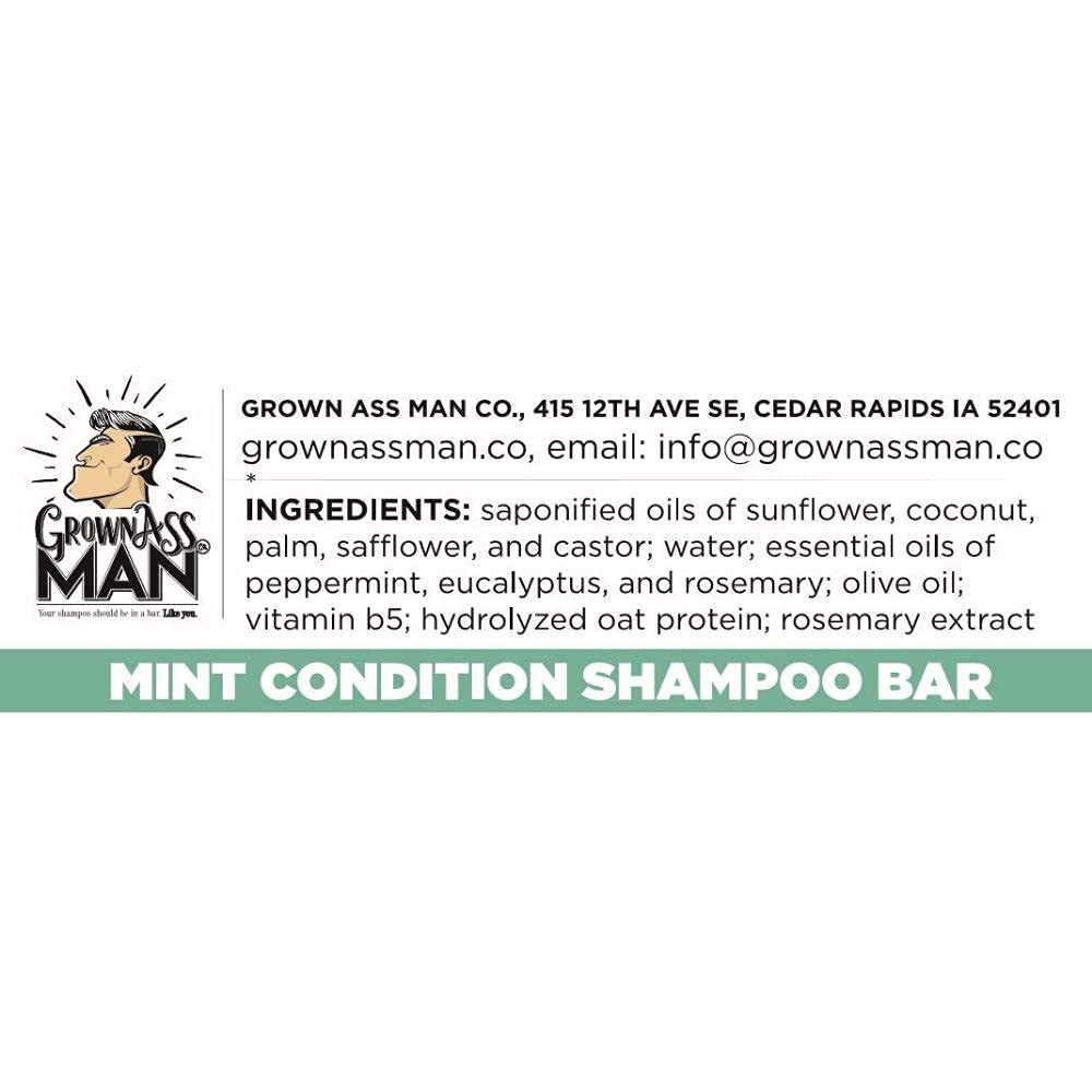 Solid Shampoo Bar Rich Lather 3 in 1: Hair, Beard & Body Wash - Plastic Free & Eco-Friendly, Natural & Organic Clean for All Hair Types, 4oz Bar (Mint Condition, 3-Pack)