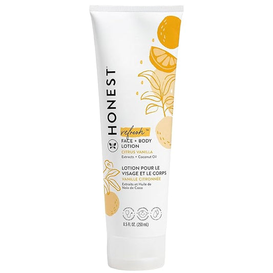 The Honest Company Hydrating Face and Body Lotion, Fast Absorbing, Naturally Derived Hypoallergenic, Citrus Vanilla Refresh, 8.5 fl oz