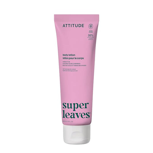 ATTITUDE Body Lotion, EWG Verified, Vegan & Cruelty-Free, Hydrating Moisturizer for Dry Skin, Non-Greasy, Skin Care, Coconut & Wild Berries, 8 Fl Oz