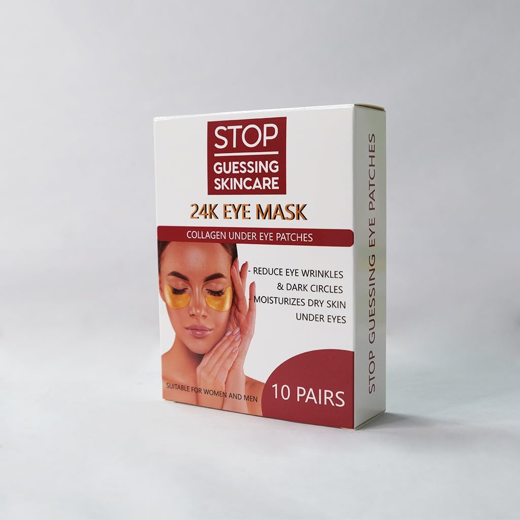 Under Eye Patches (10 Pairs) - Golden Eye Mask with Amino Acid & Collagen, Cooling Eye Care for Wrinkles, Puffy Eyes & Dark Circles, Skincare Treatment for Men & Women, USA Tested