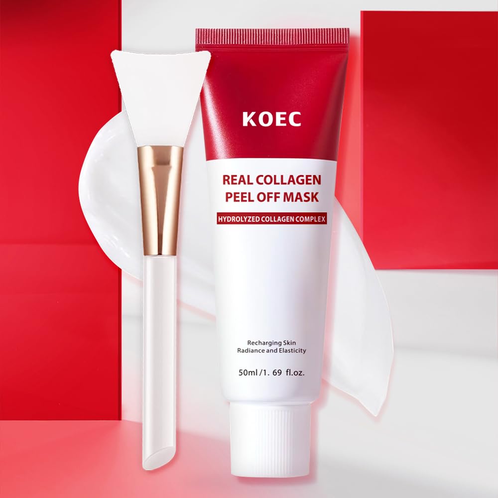 Real Collagen Peel Off Face Mask Collagen Overnight Wrapping Facial Mask,Deep Hydrating,Restores Elasticity,and Refine Pores,Hydrolyzed Collagen with 500 DA for Glass Glow Skin,1.69 fl.oz