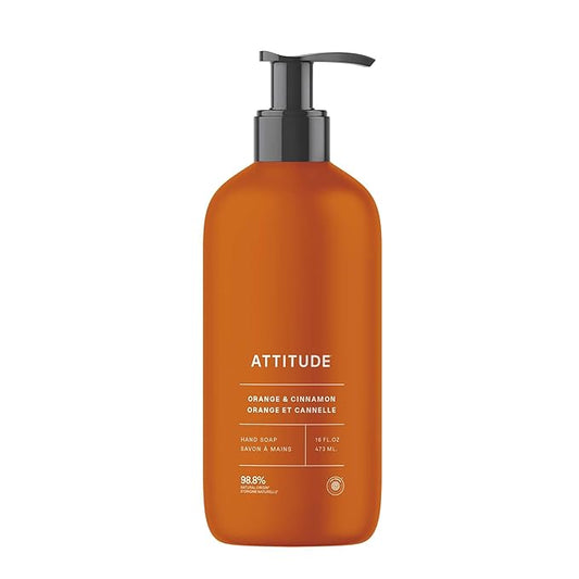 ATTITUDE Liquid Hand Soap, EWG Verified, Plant and Mineral-Based, Vegan Personal Care Products, Orange Cinnamon, 16 Fl Oz