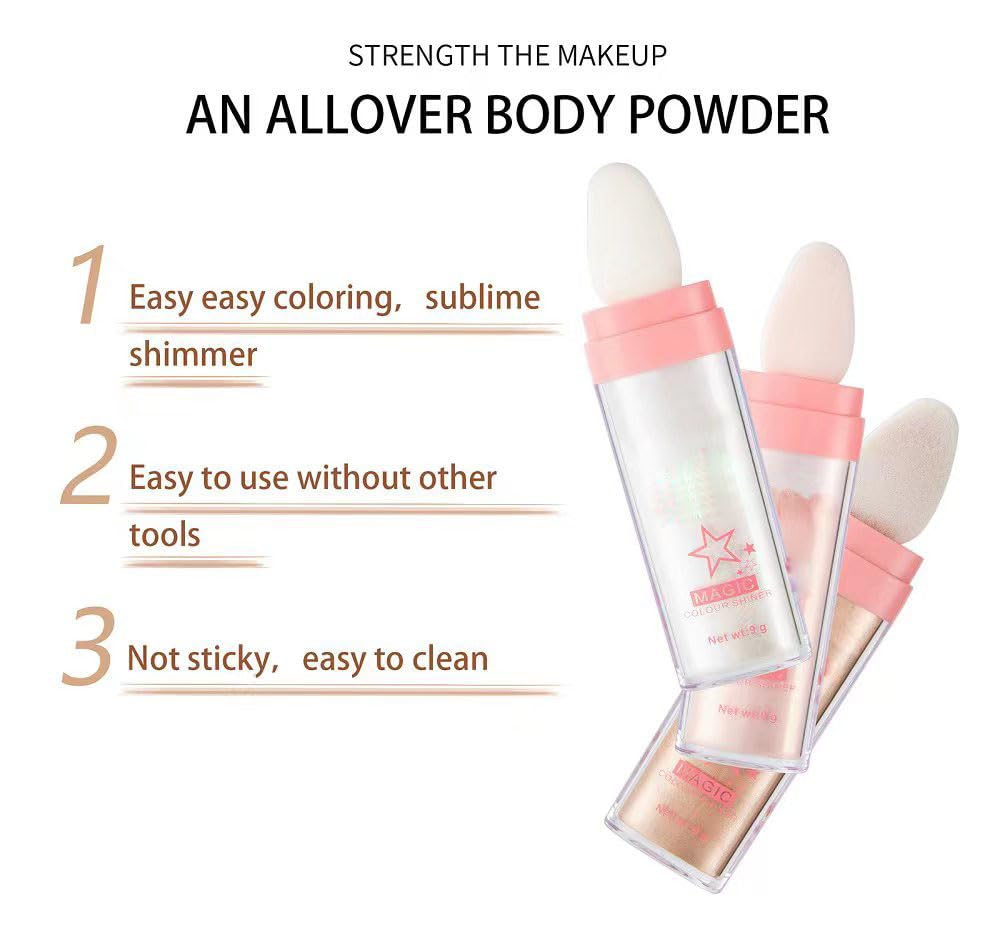 Glitter Powder Highlighter Makeup, Body Brightens the Natural Three-Dimensional Face Blusher Fairy Highlight Patting Powder.(02# Fairy Pink)