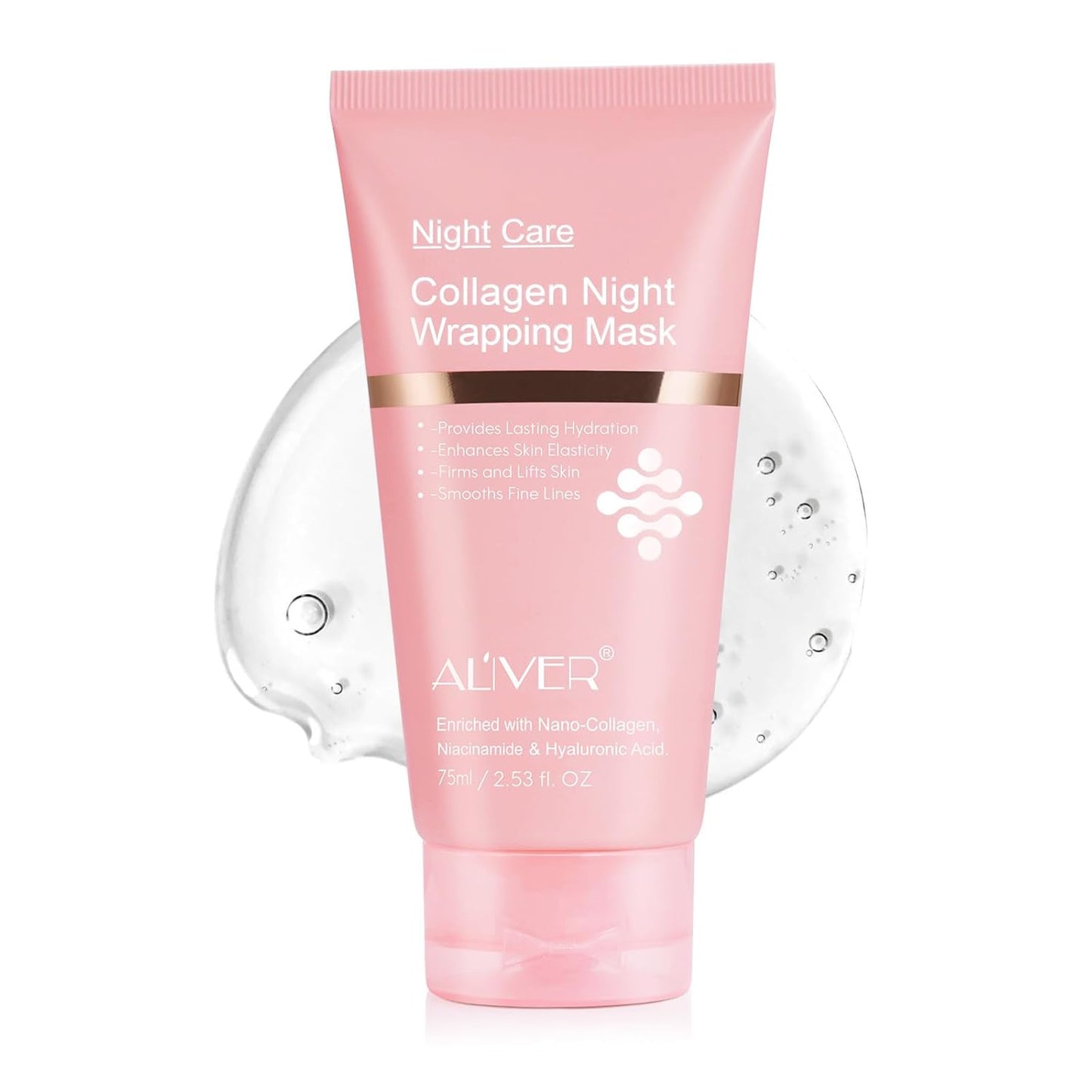 Collagen Overnight Wrapping Peel off Face Mask, Collagen Night Wrapping Mask, Elasticity & Hydration Care, Reduce Fine Lines & Dullness, Anti-aging Skin Care 2.53 fl.oz