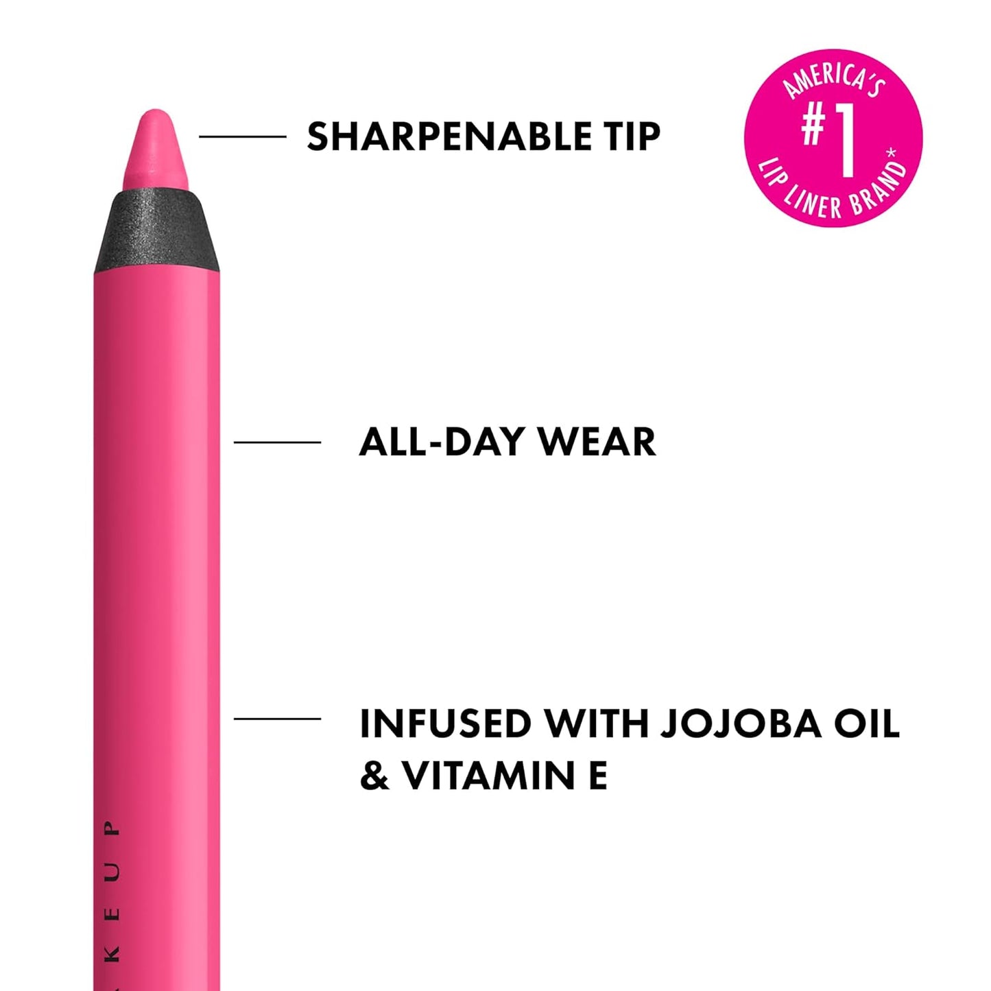 NYX PROFESSIONAL MAKEUP Line Loud Lip Liner, Longwear and Pigmented Lip Pencil with Jojoba Oil & Vitamin E - Movin' Up (Bright Pink Peach)