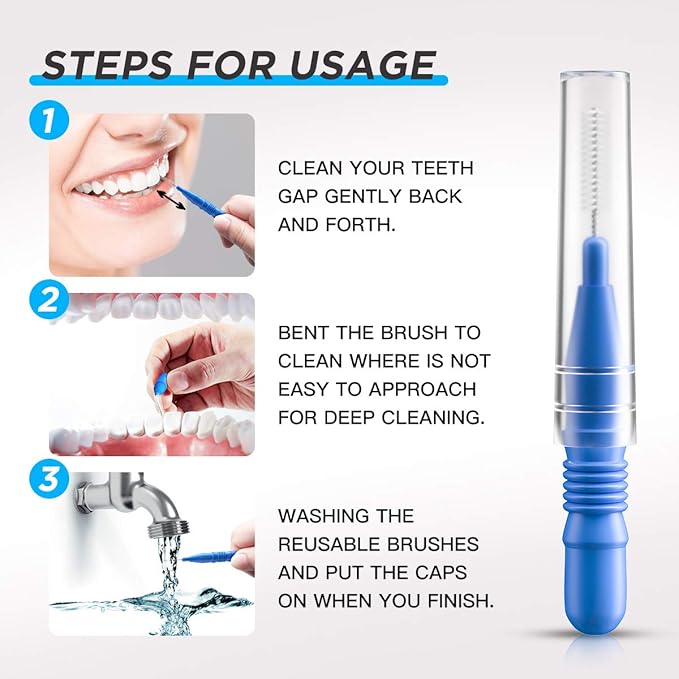 RAZOKO Interdental Brush, Flossing Head,Easy Use Tooth Cleaning Tool (88 Count)(2.5mm/3mm)