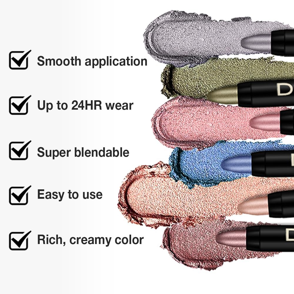 Kaely Cream Eye Shadow Sticks, Rose Gold Shimmer Eyeliner Pencil Eyeshadow Palette Makeup, Eye Highlighter Brightener Stick for Older Women Waterproof Pigmented, sombras para ojos, New-83