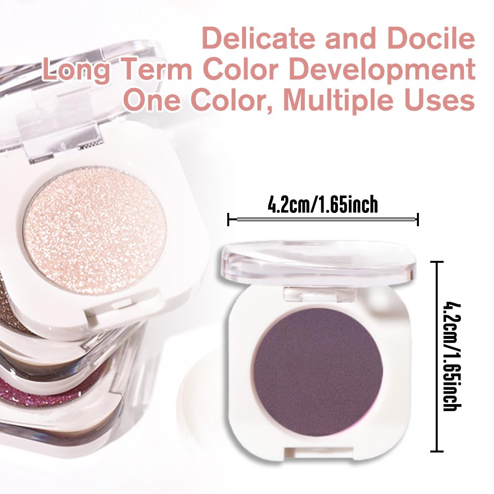 Eggplant Purple Single Matte Eyeshadow Makeup, Neutral Powde Eye Shadow for Women, Deep Dark Mauve Plum Purple Matte Singles Eyeshadow Palette Pigmented Waterproof, Girls Eyeshadows Gift 15