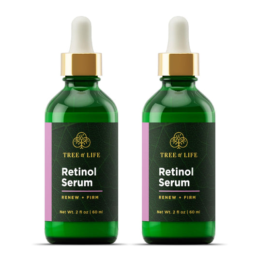 Tree of Life Beauty Retinol Serum, Skin Smoothing Face Oil for Dark and Age Spots and Fine Lines, Facial Serums for Dry and Sensitive Skin Care with Hyaluronic Acid for Soft Skin, 2 Fl Oz (pack of 2)