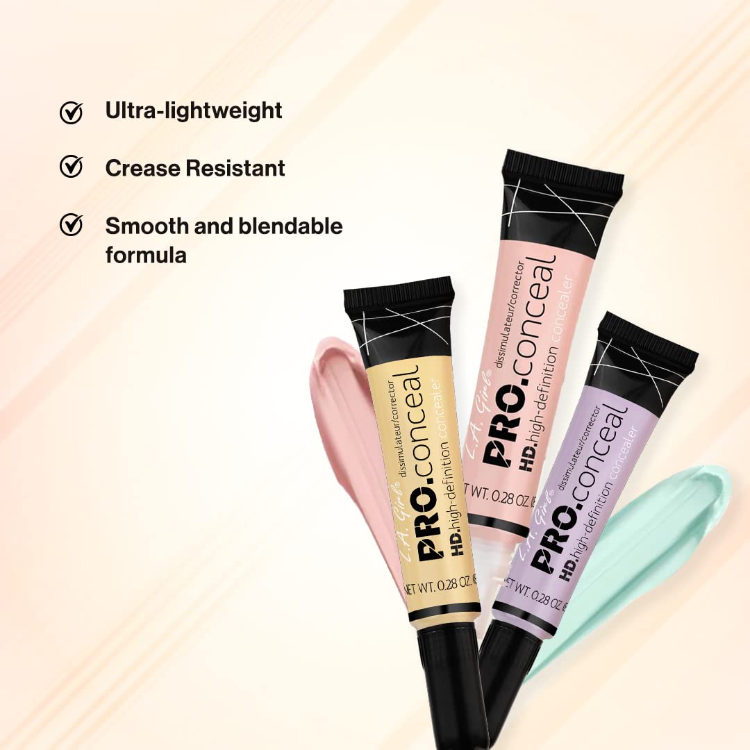 L.A. Girl Pro Conceal HD Concealer, Light Yellow Corrector, 0.28 Ounce