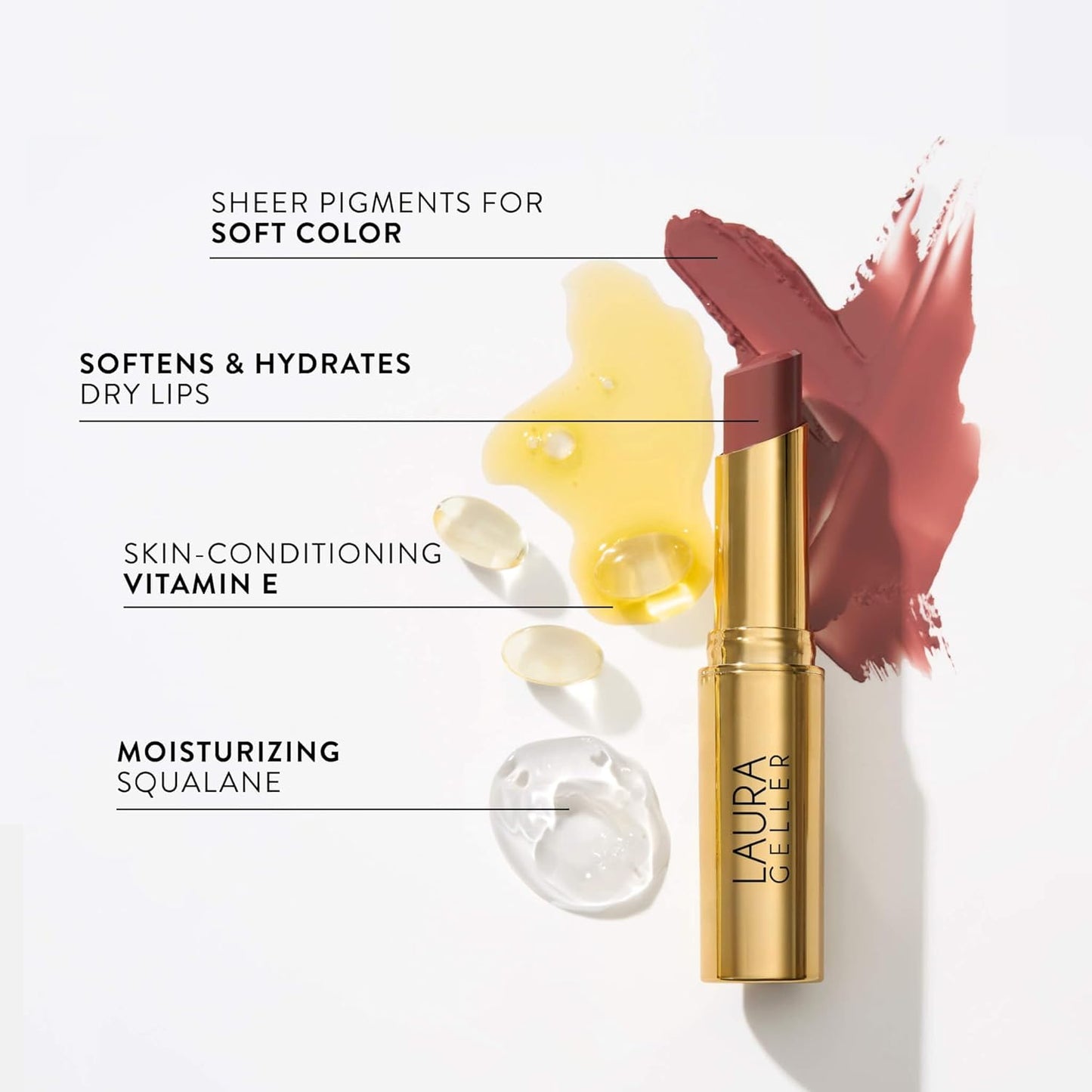 LAURA GELLER NEW YORK Jelly Balm Moisturizing Tinted Lip Color - Sugar & Spice - Hydrating Vitamin E - Semi-Shine Finish